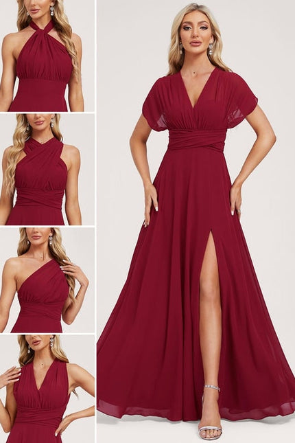 Robe de Soirée Bordeaux Fluide