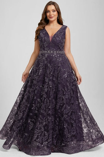Robe de Soirée Violet Éclat Floral - gallery 8