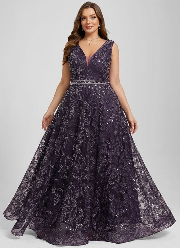 Robe de Soirée Violet Éclat Floral - gallery 8