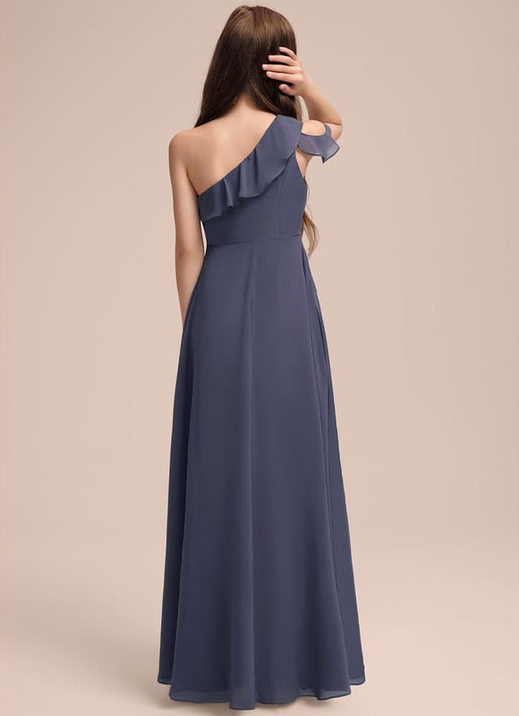 Robe de Soirée Chiffon Une-Épaule - gallery 4