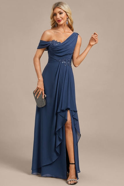 Robe de Soirée Mousseline Bleu - gallery 4