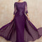 Robe de Soirée Longue Bordeaux En Mousseline Dentelle Perles