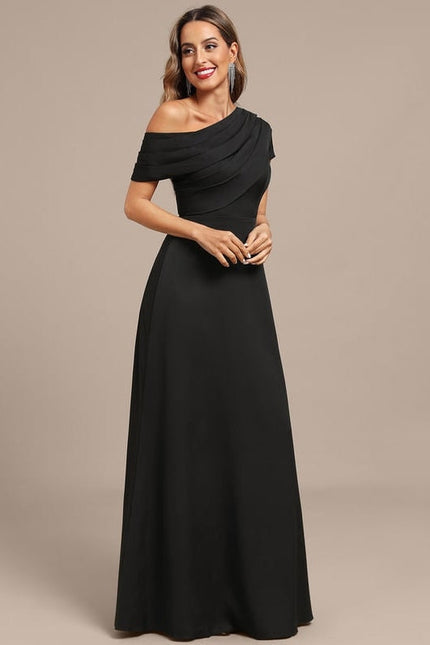 Robe De Soirée Satin Noir - gallery 5