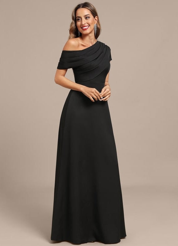 Robe De Soirée Satin Noir - gallery 5