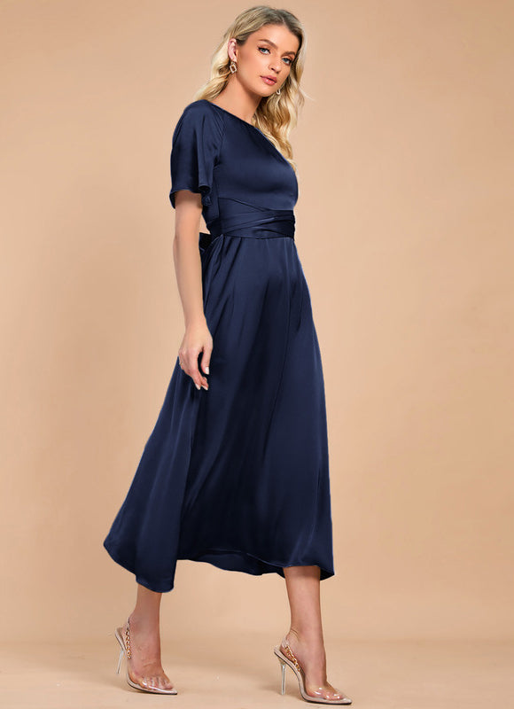 Robe de Soirée Satinée Sage - gallery 7