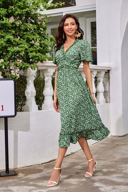 Robe de Soirée Verte Fleurie - gallery 4