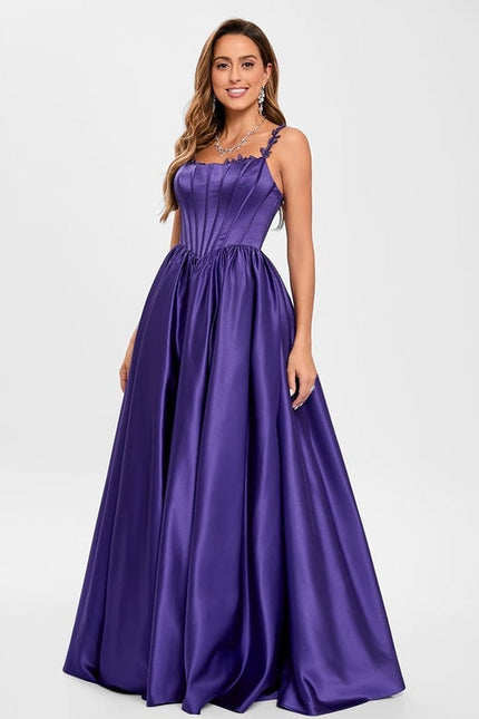 Robe de Soirée Violet Satiné - gallery 2