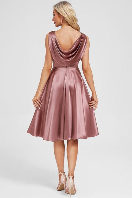 Robe de Soirée Satin Rose Chic - gallery 6