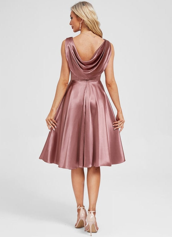 Robe de Soirée Satin Rose Chic - gallery 6