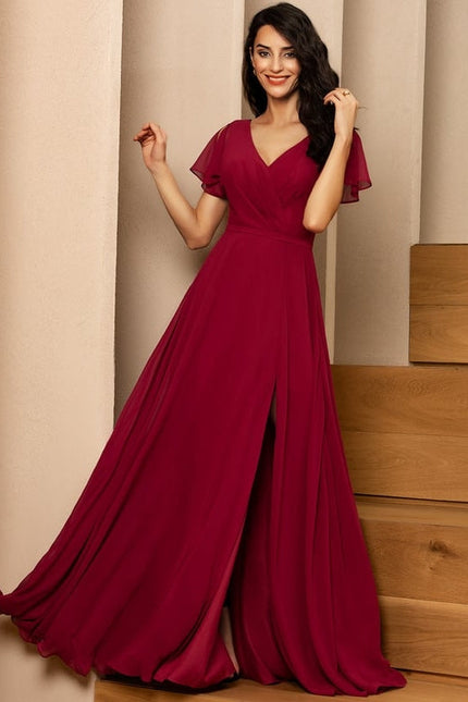 Robe de Soirée Mousseline Beige - gallery 3