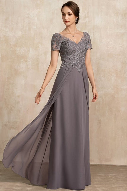 Robe de Soirée Élégance Grise Fendue - gallery 4