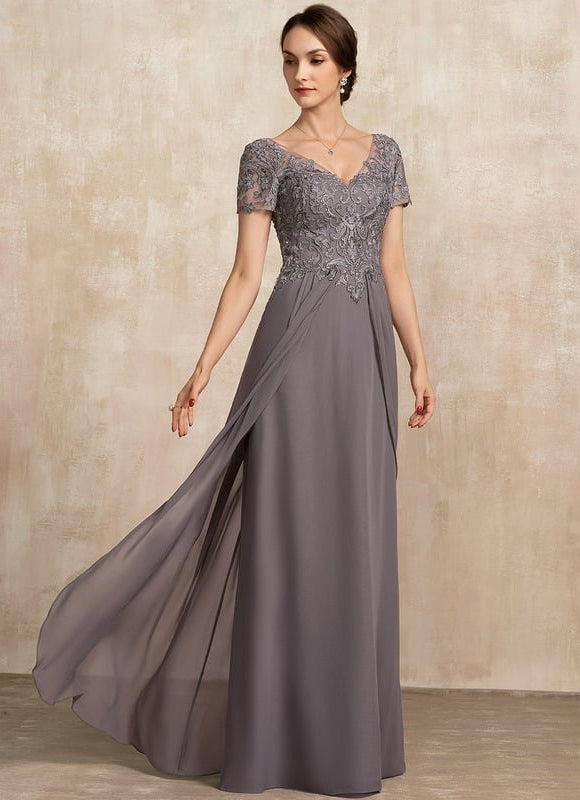 Robe de Soirée Élégance Grise Fendue - gallery 4