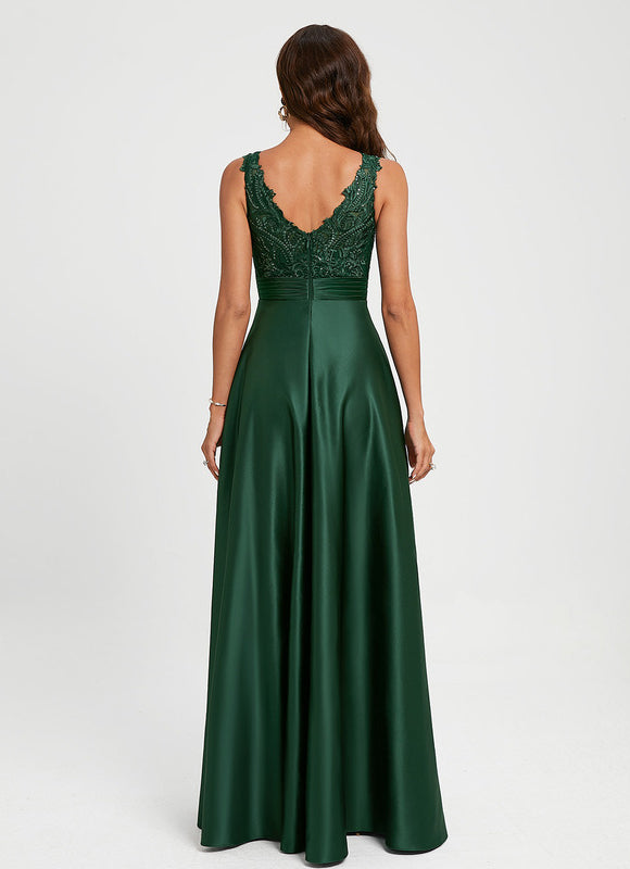 Robe de Soirée Élégance Satinée Émeraude - gallery 3