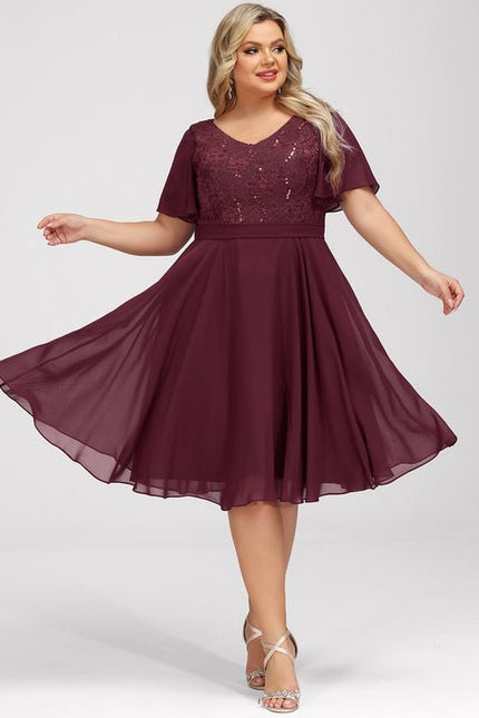 Robe de Soirée Velours Bourgogne Chic - gallery 6