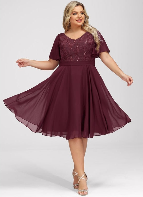 Robe de Soirée Velours Bourgogne Chic - gallery 6
