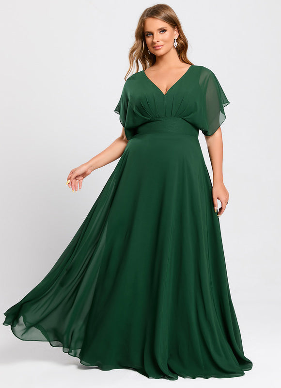 Robe de Soirée Mousseline Beige - gallery 7