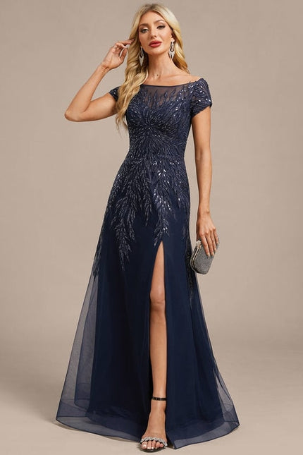 Robe de Soirée Tulle Marine - gallery 3