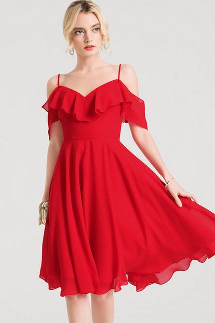 Robe De Soirée Mousseline Rouge