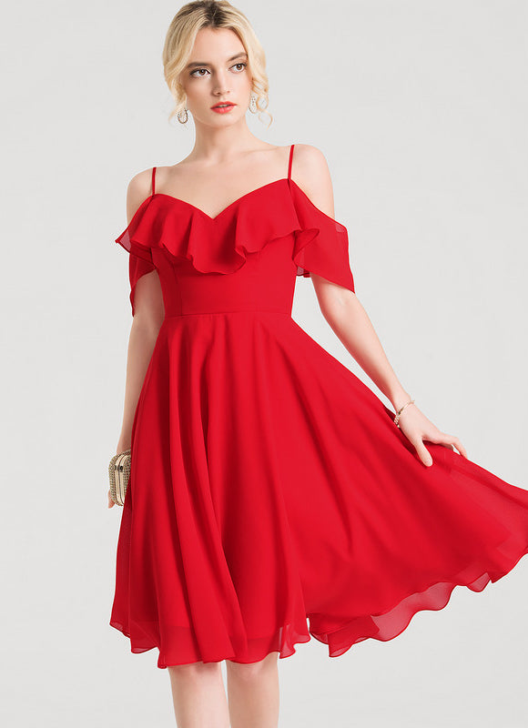 Robe De Soirée Mousseline Rouge