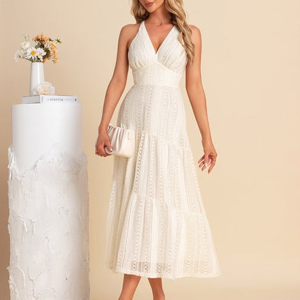 Robe de Soirée Écrue Texturée