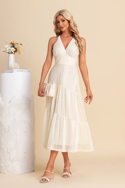 Robe de Soirée Écrue Texturée
