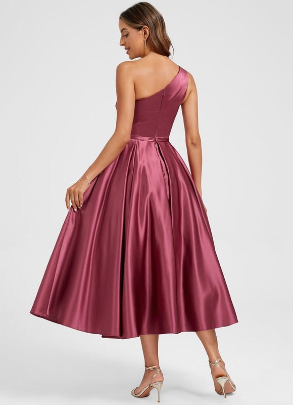 Robe de Soirée Satinée Cerise - gallery 4