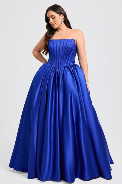 Robe de Soirée Satin Luxe Bleu - gallery 9