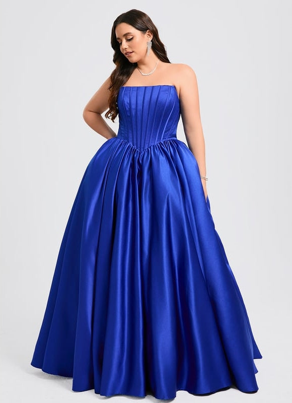 Robe de Soirée Satin Luxe Bleu - gallery 9