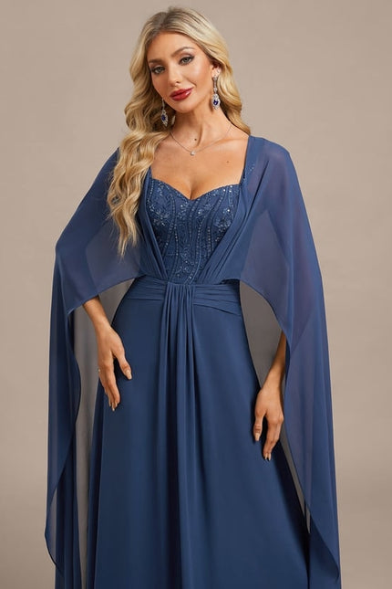 Robe de Soirée Fluide Bleue - gallery 1