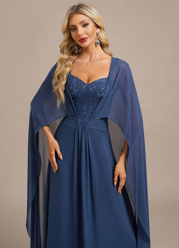 Robe de Soirée Fluide Bleue - gallery 1
