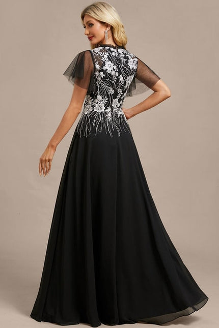 Robe de Soirée Noire Brodée - gallery 5