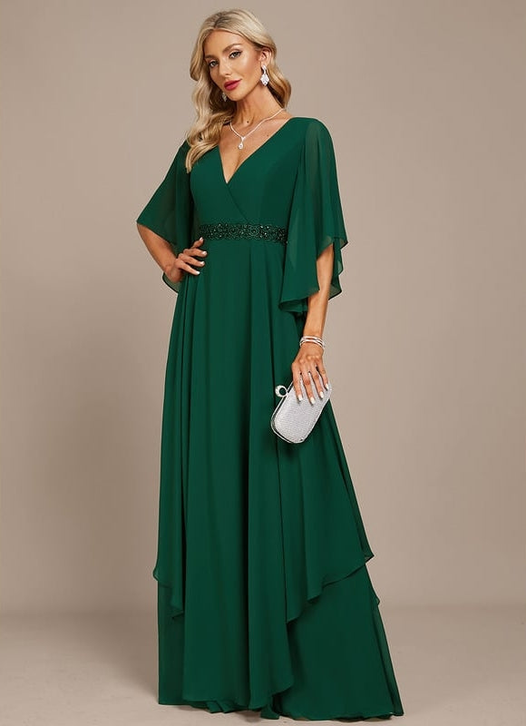 Robe de Soirée Verte Illusion - gallery 1