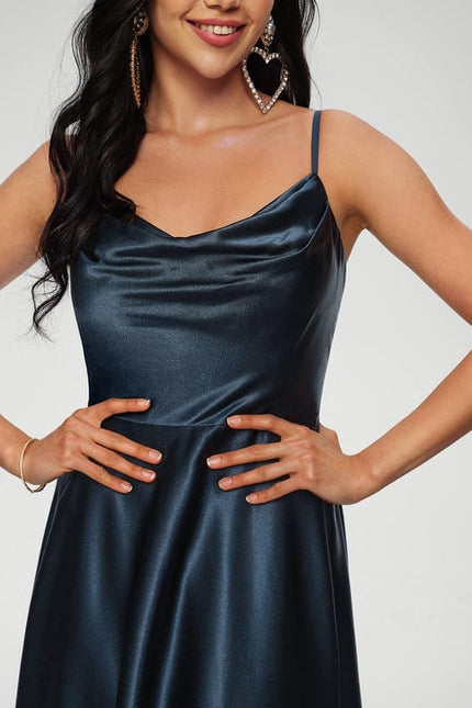 Robe de Soirée Satinée Rose Douce - gallery 5