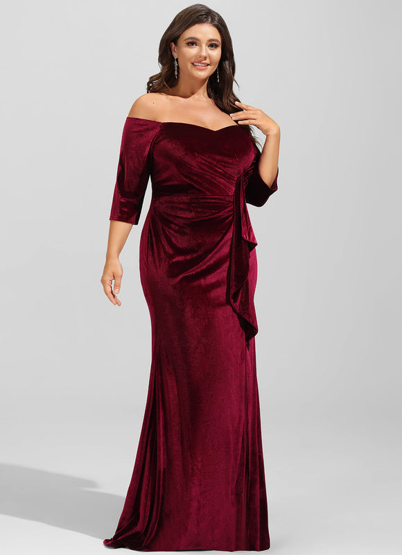 Robe de Soirée Velours Pourpre Élégant - gallery 7