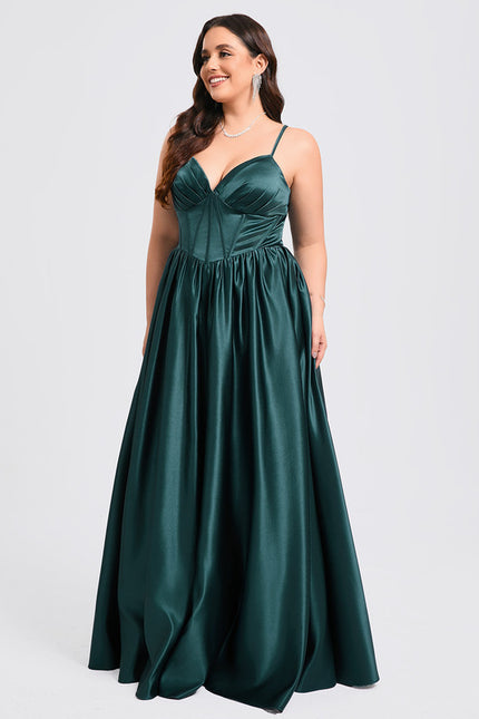 Robe de Soirée Émeraude Satinée - gallery 9
