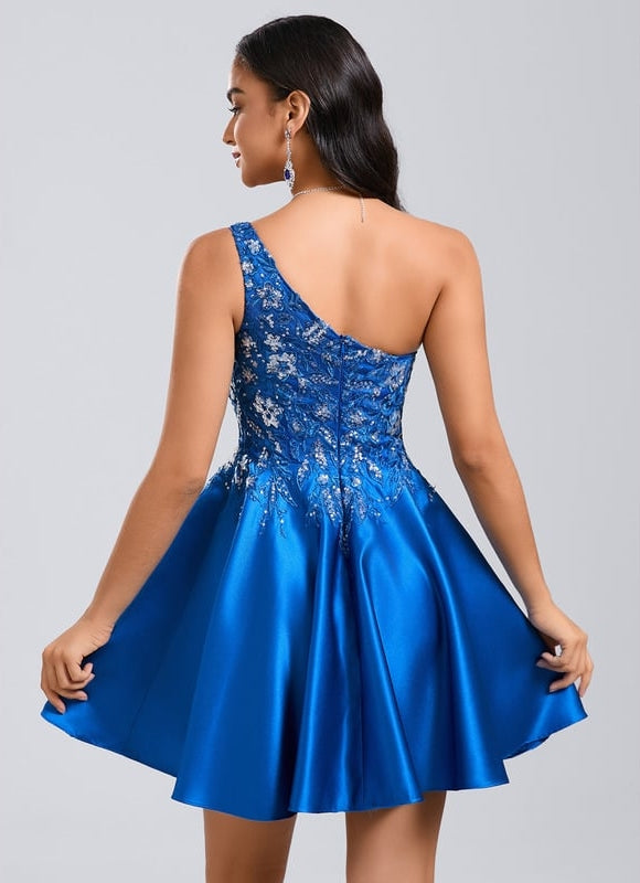 Robe de Soirée Satinée Asymétrique - gallery 5