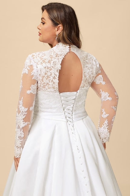 Robe de Soirée Longue Blanche Princesse Dentelle Col V - gallery 9