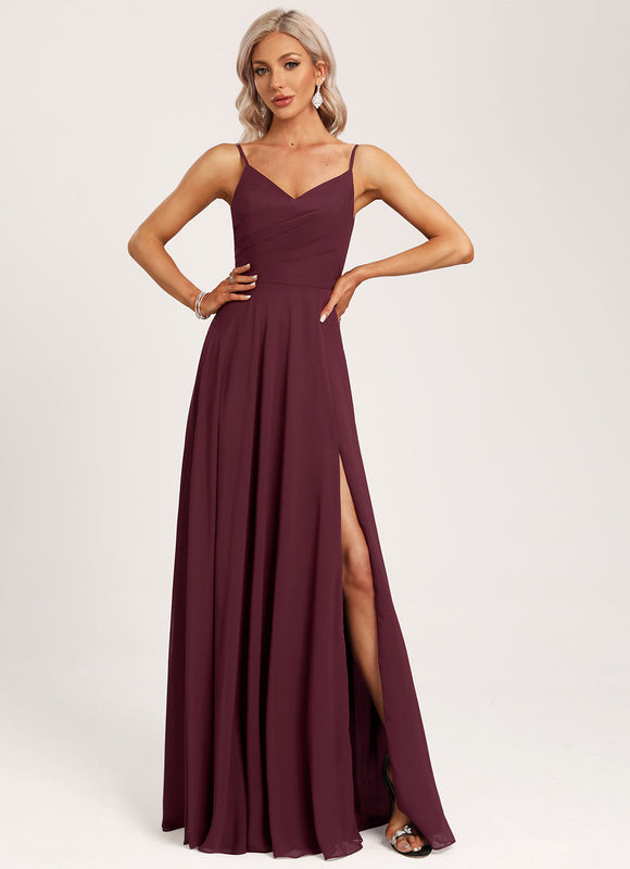Robe de Soirée Mousseline Beige - gallery 5