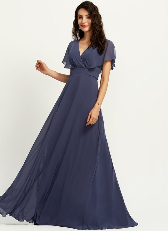 Robe de Soirée Mousseline Beige - gallery 2