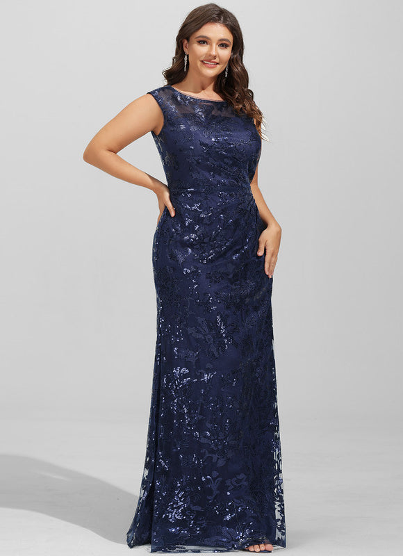Robe Longue Bleue Pailletée Soirée - gallery 5