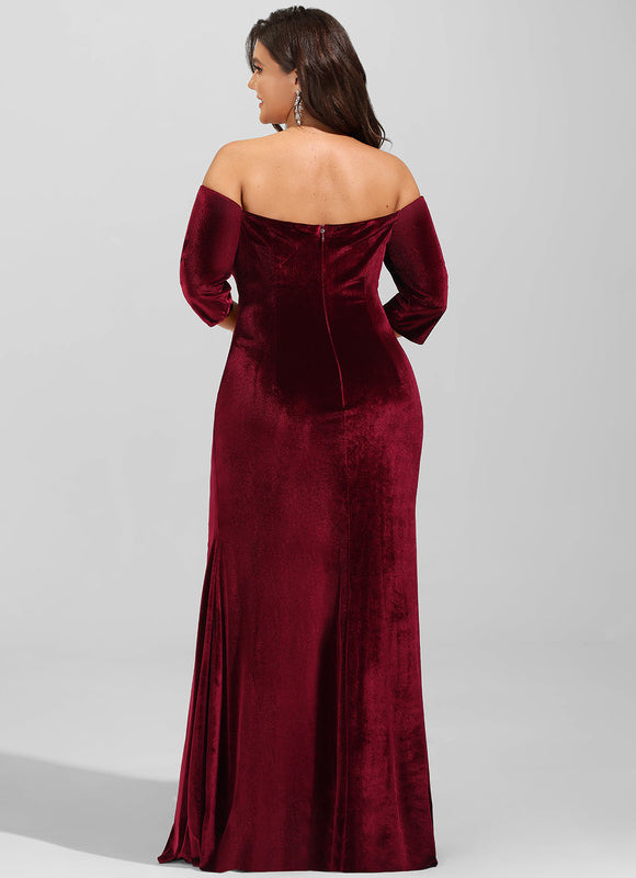 Robe de Soirée Velours Pourpre Élégant - gallery 8