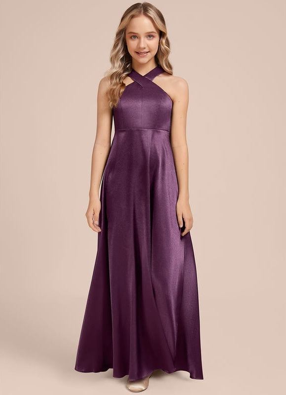 Robe de Soirée Violet Satiné Chic - gallery 2