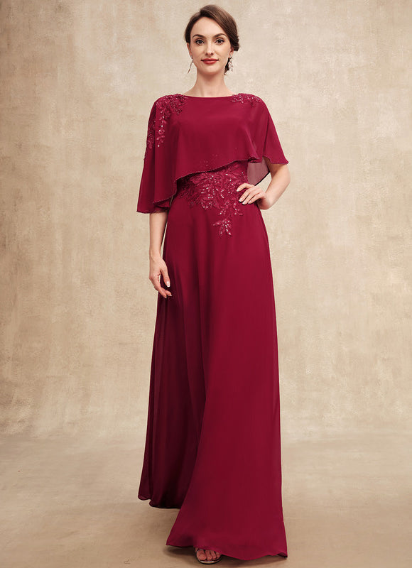 Robe de Soirée Longue Bordeaux En Mousseline Dentelle Perles