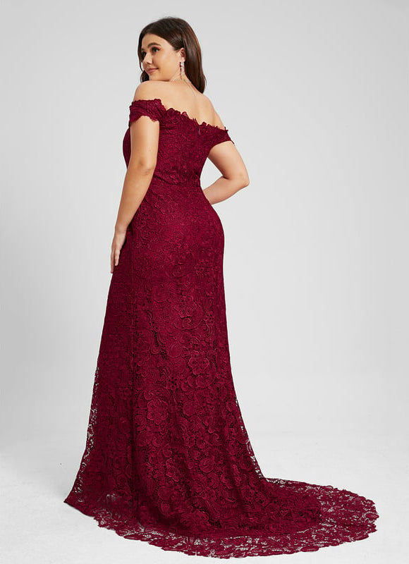Robe de Soirée Bordeaux Dentelle - gallery 8
