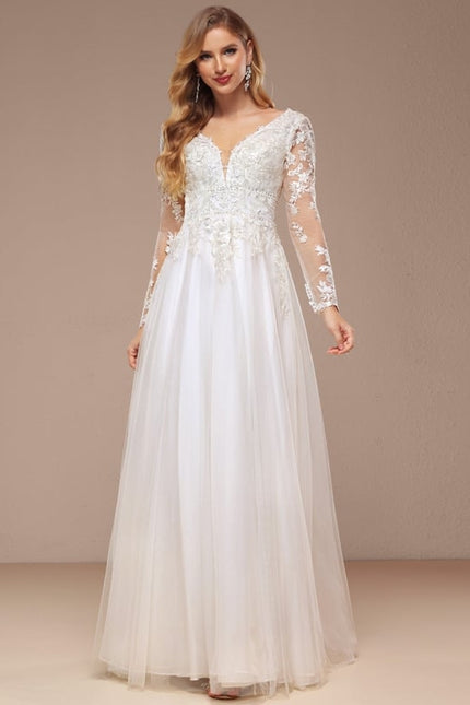 Robe De Soirée Avec Tulle Travaillé - gallery 2