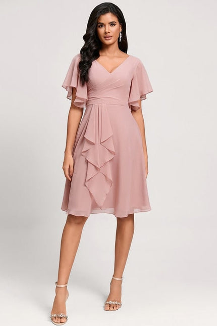 Robe De Soirée Mousseline Rouge - gallery 3