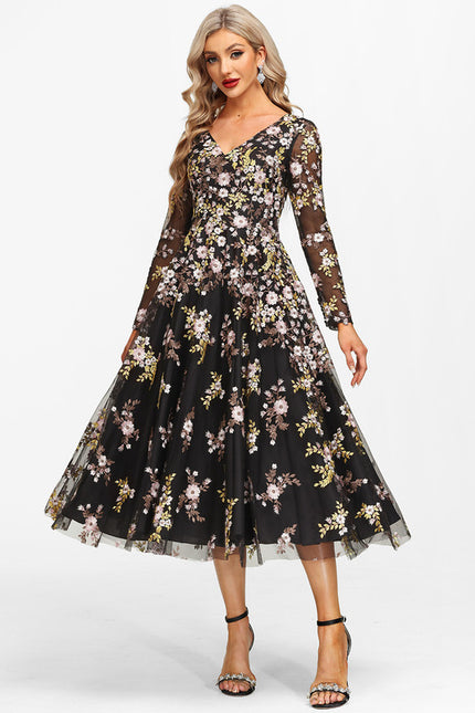 Robe de Soirée Florale Nocturne