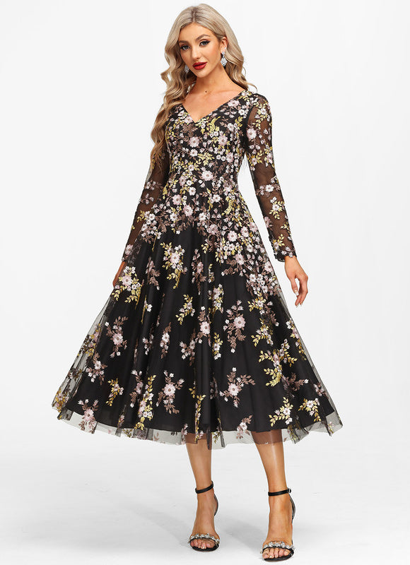 Robe de Soirée Florale Nocturne