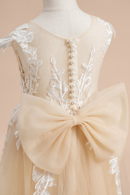 Robe De Soirée Dentelle Beige - gallery 6