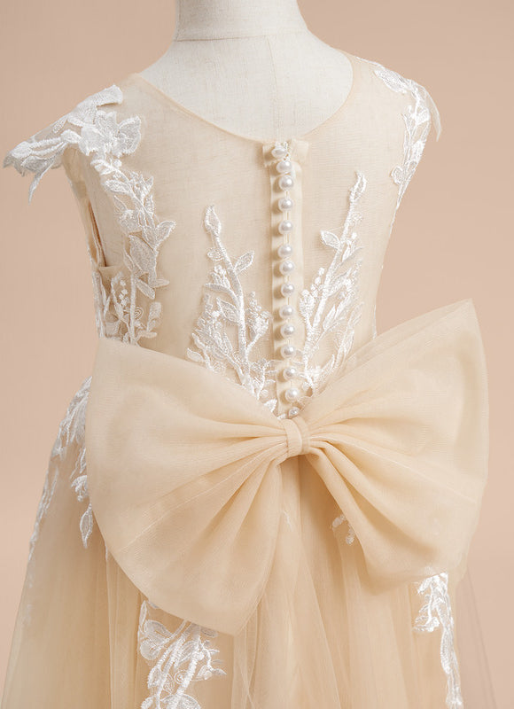 Robe De Soirée Dentelle Beige - gallery 6